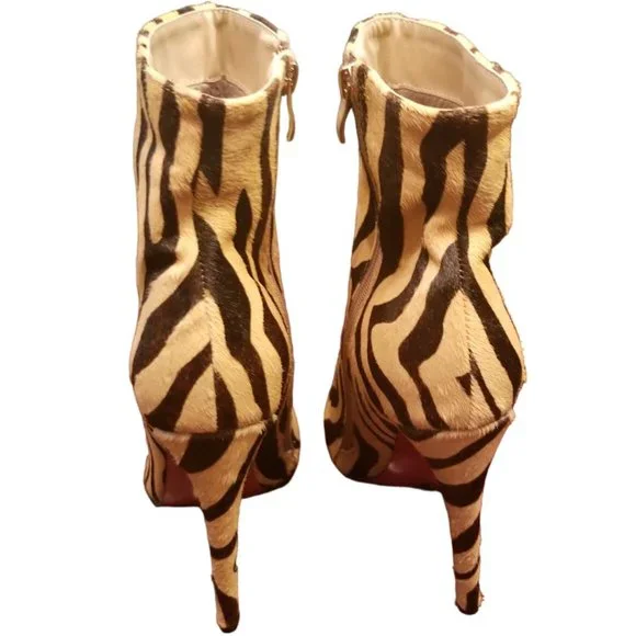 EUC | Women | Stiletto Ankle Booties | Zebra Animal Print | Calf Hair | Size: 10 - Picture 3 of 16
